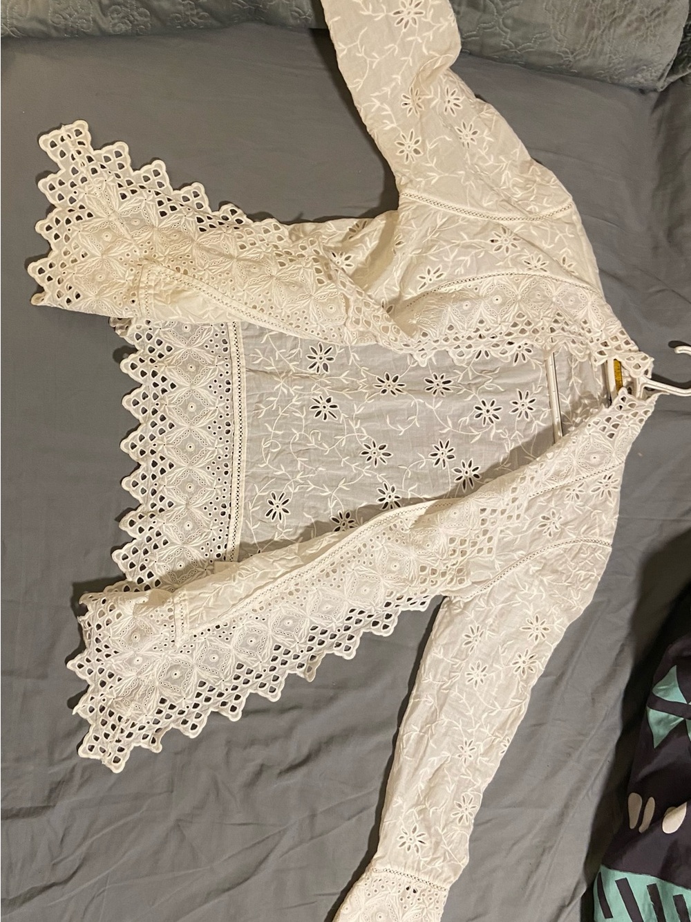 Polo by Ralph Lauren White Lace Eyelet Open Cardigan - Picture 3 of 3